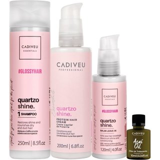Kit Cadiveu Professional Essentials Quartzo Shine Shampoo Pré-Shampoo Leave-in e Açaí Oil (4 produtos)