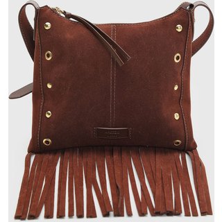 Bolsa Feminina Arezzo Franjas Marrom