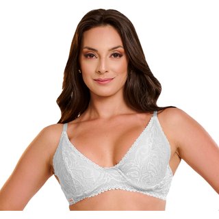 Sutiã Rendado Gabi Lingerie Meia Taça com Aro Sem Bojo Poliamida Branco