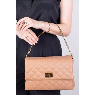 Bolsa Andrea Vinci Grande De Couro Matelassê Giorgia - Bege