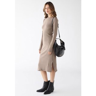 Vestido Midi Manga Longa Levosch Fendas Laterais Nude