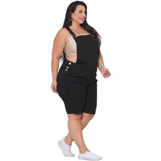 Macacão Feminino Jeans Light Plus Size Curto Collor