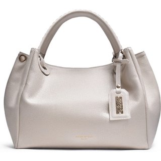 BOLSA FEMININA EM COURO ALÇA DE MÁO OFF WHITE "ROBERTA ISHINO"""