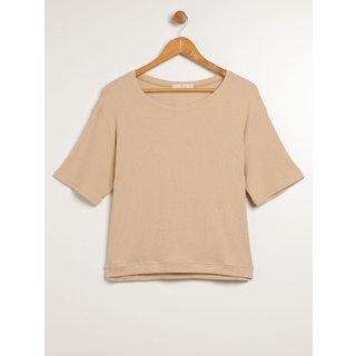 Blusa Manga 3/4 Plus Size Feminina BEGE