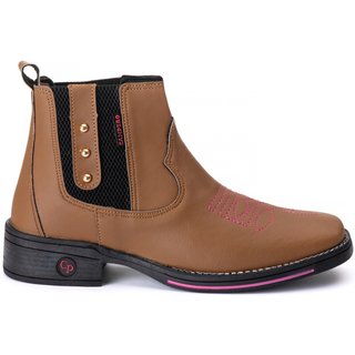 Bota Botina Campero Cano Curto Caramelo