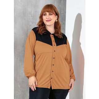 Casaco Acinturado Com Recorte Plus Size Marrom Marguerite