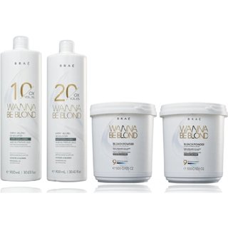 BRAÉ Wanna Be Blond Água Oxigenada 10V 900ml+Água Oxigenada 20V 900ml+2 Pó Descolorantes 500g