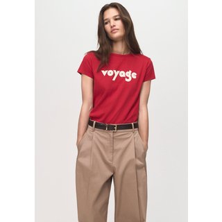 Camiseta Feminina Mango Estampa Voyage Vermelha