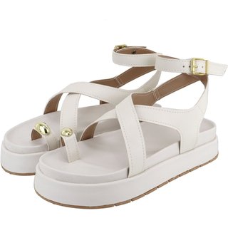 Sandália Papete Feminina em X Plataforma Sola Alta Off White Tellini Store