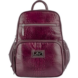 Mochila pequena de couro croco metais grafite Zoey - Marsala