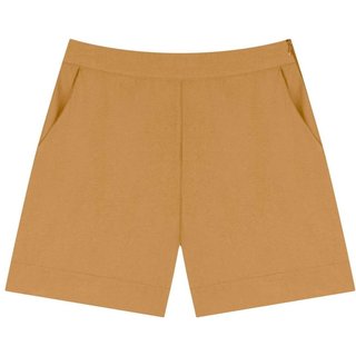 Shorts Básico De Cintura Alta Com Zíper E Bolsos Laterais