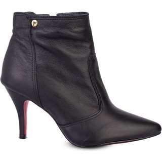 Bota De Couro Cano Curto Com Salto Fino 6583