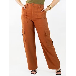 Calça Feminina Wide Leg Alfaiataria Bolso Cargo Anticorpus