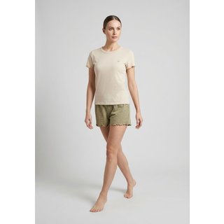 Conjunto Pijama Curto Feminino Hering Detalhes Ondulados Bege