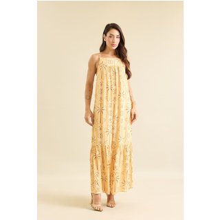 Vestido Longo Feminino Estampado com Alças Ajustáveis Lemier Collection