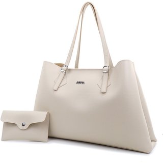 Bolsa Feminina Grande Alça Regulavel de Ombro Espaçosa Retta Oficial Marfim