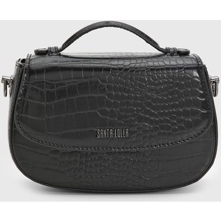 Bolsa Feminina Santa Lolla Média Croco Preta