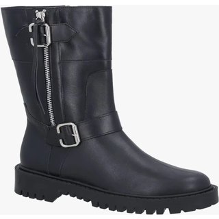 Bota Luiza Barcelos Montaria De Cano Medio Em Couro Preto Com Detalhes Biker