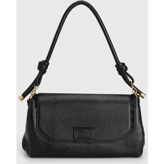 Bolsa Tiracolo Santa Lolla em Couro Logo Preta