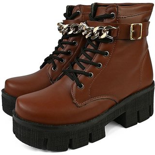Coturno Feminino Donatella Shoes Confort com Corrente Terra