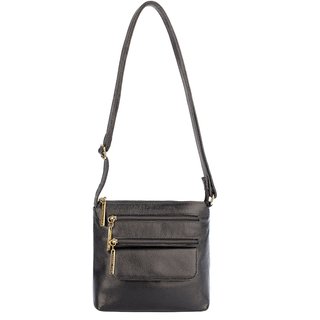Bolsa transversal de couro liso Maura - Preto