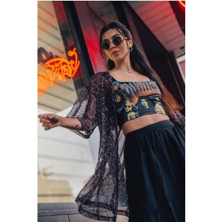 Kimono Em Tule Estampado De Onça Rosa marinaegabriella
