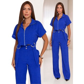 Conjunto Alfaiataria Feminino Divina Gata Cropped Com Bojo E Calça Com Ilhós Verde LIMA