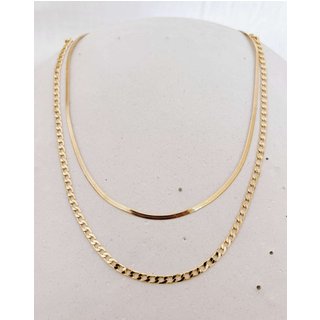 Colar Duplo Fita Banho Ouro