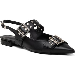Sapatilha Slingback Rasteira Feminina Em Napa Preto 183010