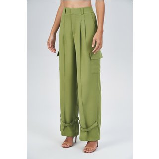 Calça Acetinada Cargo Com Amarração Feminina Acostamento