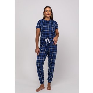 Pijama Calça e Blusa M/C Malha Salvatore Fashion Azul