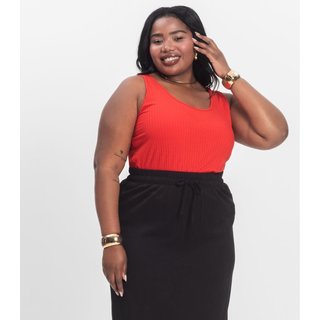 Regata Plus Size Em Ribana Canelada Secret Glam Laranja