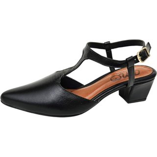 Slingback em Couro Amo Calçados Clara Preto