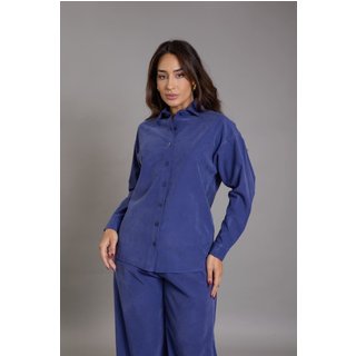 Camisa Manga Longa Feminina Em Viscose Lemier Collection Azul