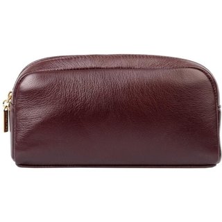 Necessaire de couro liso Adriana 12x23x6cm - Marsala
