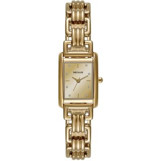 Relógio Feminino Seculus Quadrado Dourado em Cristais Seculus