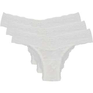Kit 3 Calcinhas Biquíni Renda Shiny Love Branco