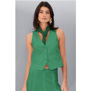 Colete Feminino Casual em Linho Smk Verde