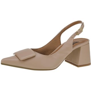 Scarpin Sapato Social Feminino Lóris Shoes Slingback com Enfeite Quadrado 18203 Nude