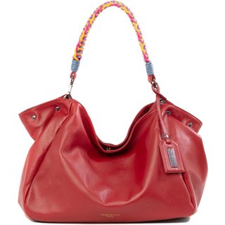 Bolsa Feminina Em Couro Tiracolo Vermelha "Elisa Nascimento"""