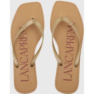 Chinelo Dedo Feminino Lança Perfume Metalizado Bege