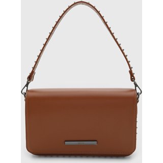 Bolsa Média Feminina Santa Lolla Alça com Tachas Caramelo