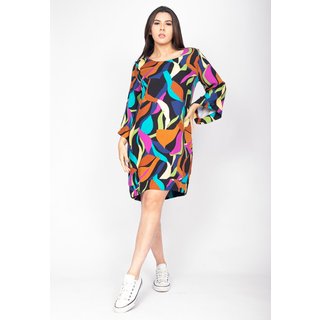 Vestido Curto Amazonia Vital Viscose Manga Ampla Balli Estampa Aurora Urbana