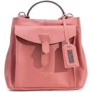 BOLSA FEMININA EM COURO ALÇA DE MÁO ROSÉ COM AMARELO "MÁRCIA VIEGAS"""