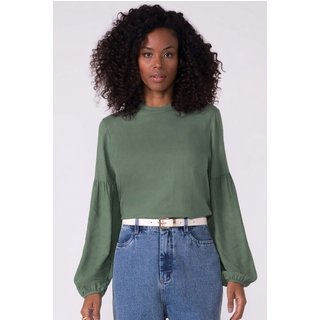 Blusa Feminina Manga Longa Bufante Marialícia Verde