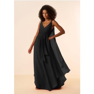 Vestido Maria Valentina Solto Decote V Com Alça Longo Preto
