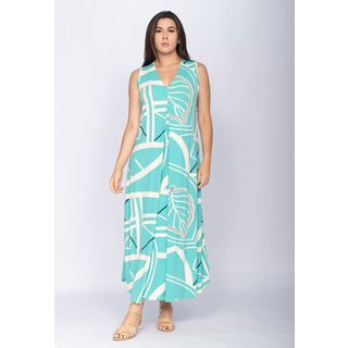 Vestido CabanaFree Longo Acará Malha Estampa Aqua Flora