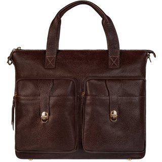 Bolsa Andrea Vinci Para Notebook De Couro Liso Jaque - Café