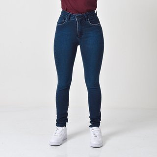Calça Jeans Skinny Feminina Cintura Alta Azul Escuro