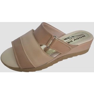 Sandália Feminina Tamanco Regulável Moda Pé Anabela Super Conforto Bege